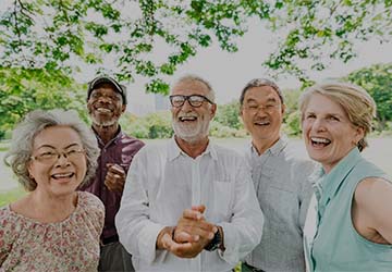 group senior retirement friends happiness concept