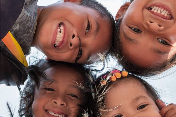 Multicultural children playing together