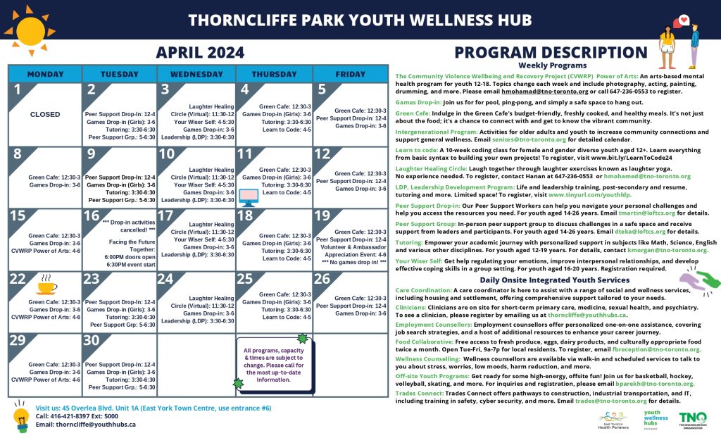 Thorncliffe Park Youth Wellness Hub / April 2024 - The Neighbourhood ...